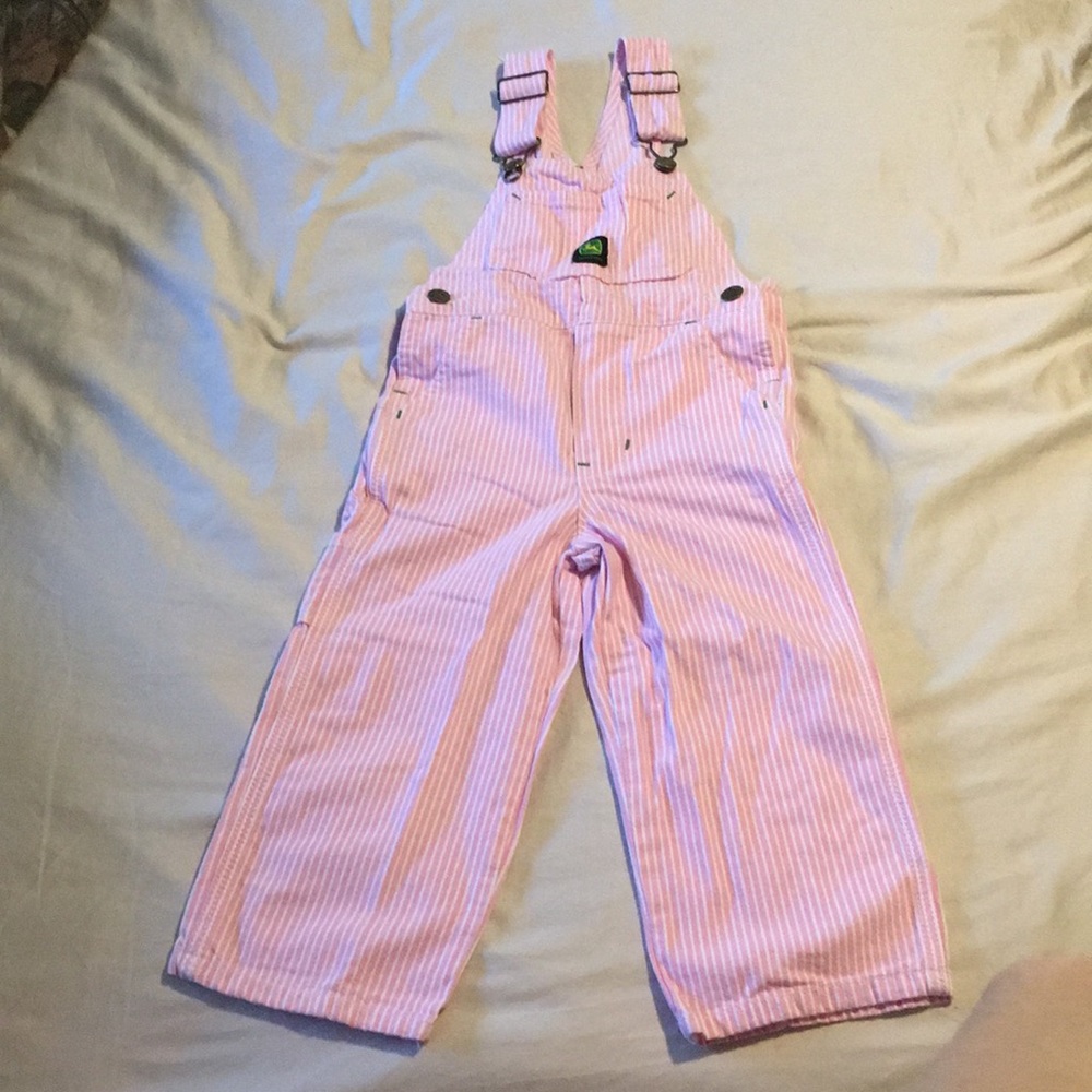 John Deere Overalls 4T Pink and White Stripped
